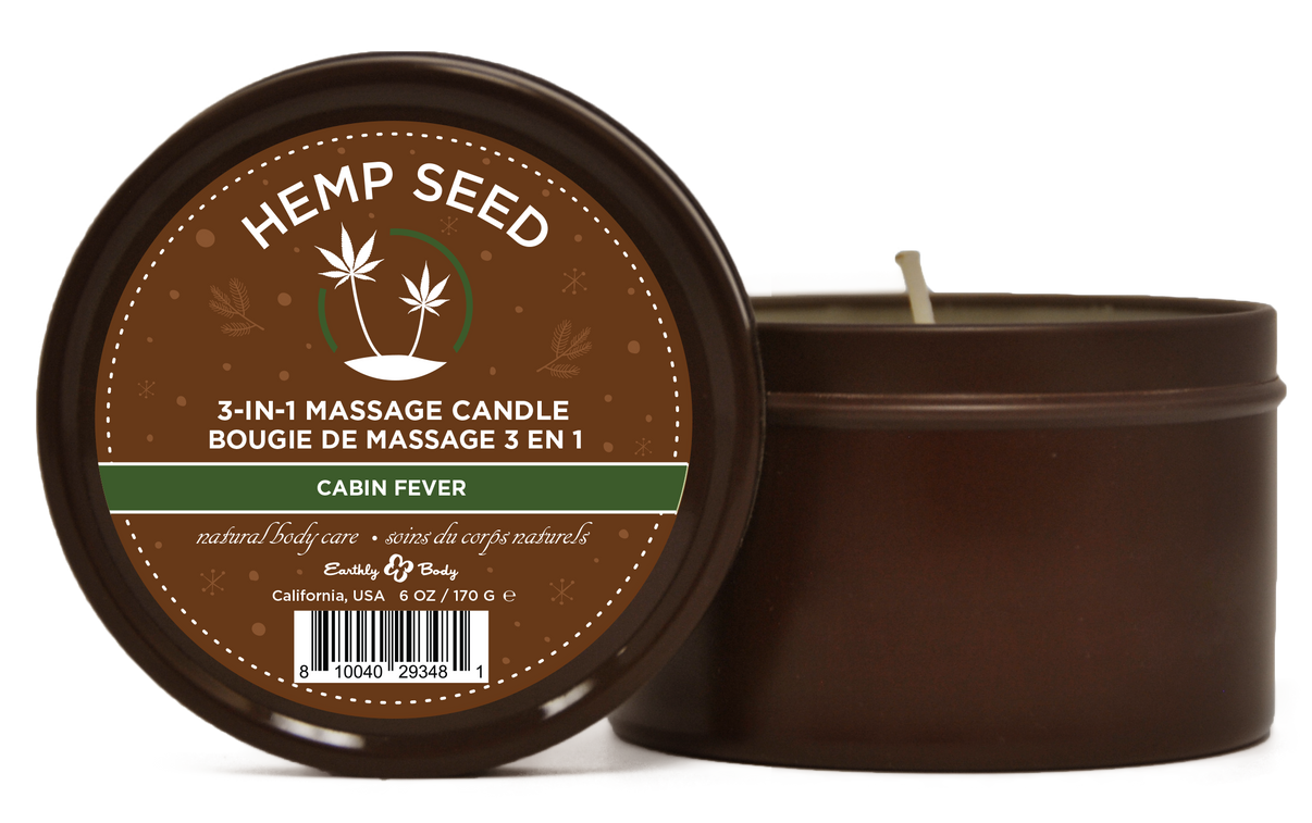 Hemp Seed 3-in-1 Massage Candle Cabin Fever 6oz/ 170 G | 810040293481 | Available at EroticWarehouse.com