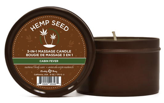 Hemp Seed 3-in-1 Massage Candle Cabin Fever 6oz/ 170 G | 810040293481 | Available at EroticWarehouse.com
