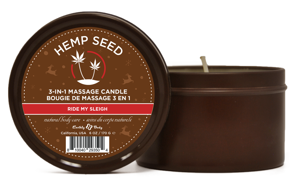 Hemp Seed 3-in-1 Massage Candle Ride My Sleigh 6oz/ 170 G | 810040293504 | Available at EroticWarehouse.com