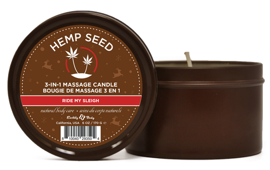 Hemp Seed 3-in-1 Massage Candle Ride My Sleigh 6oz/ 170 G | 810040293504 | Available at EroticWarehouse.com