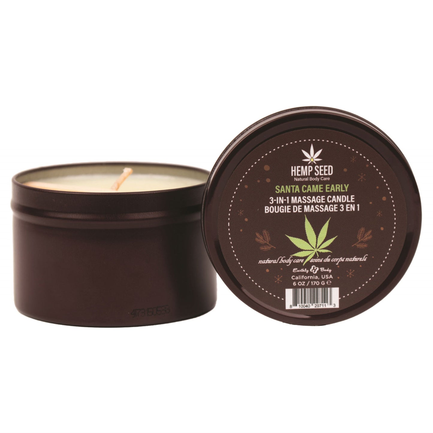 Hemp Seed 3 in 1 Massage Candle Santa Came Early - 6oz | 810040297113 | Available at EroticWarehouse.com