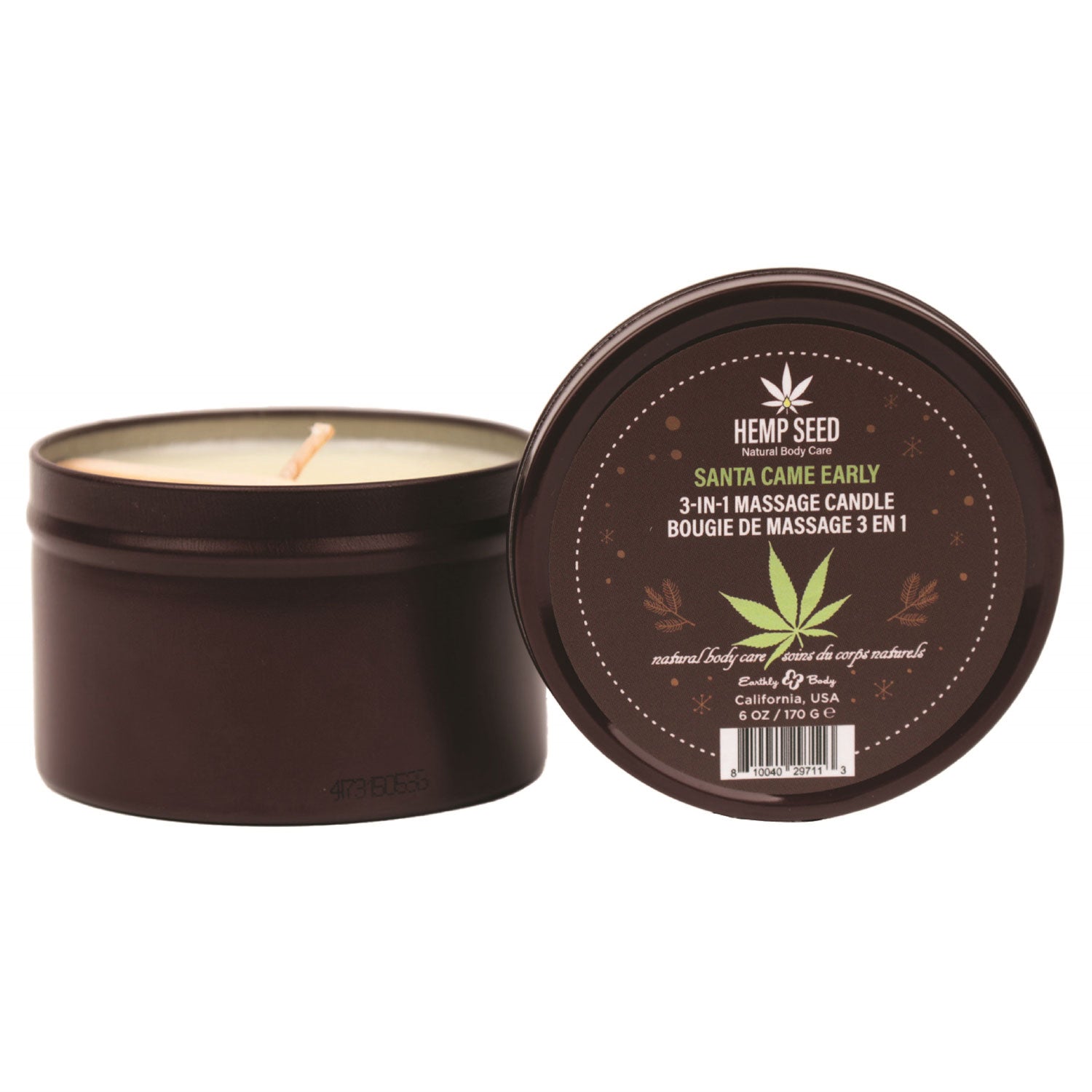 Hemp Seed 3 in 1 Massage Candle Santa Came Early - 6oz | 810040297113 | Available at EroticWarehouse.com