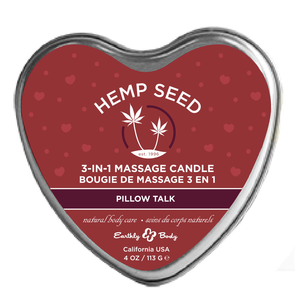 Hemp Seed 3-in-1 Massage Candle - Pillow Talk - 4 Oz | 810040293184 | Available at EroticWarehouse.com