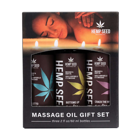 Hemp Seed Massage Oil Valentine Gift Set - 3 Pack - 2oz Bottles | 810040297243 | Available at EroticWarehouse.com