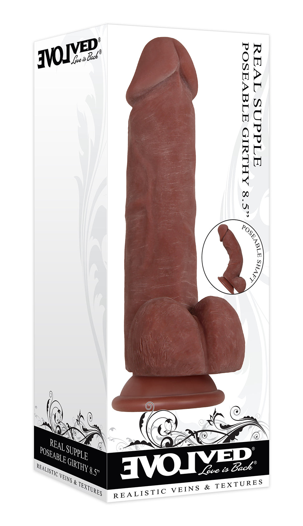 Real Supple Poseable Girthy Dark 8.5 Inch | 844477016238 | Available at EroticWarehouse.com