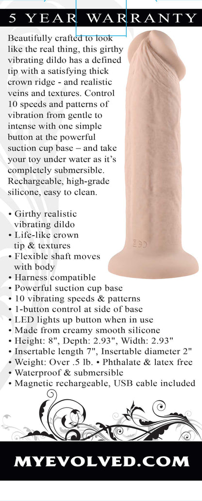 7 Inch Girthy Vibrating Dong - Light | 844477022734 | Available at EroticWarehouse.com