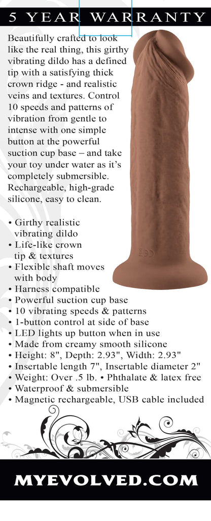 7 Inch Girthy Vibrating Dong - Dark | 844477022741 | Available at EroticWarehouse.com