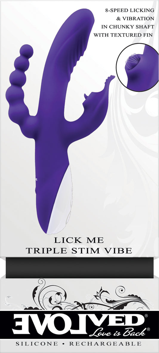 Lick Me - Triple Stim Vibe - Purple | 844477021010 | Available at EroticWarehouse.com