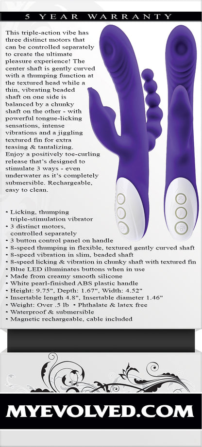 Lick Me - Triple Stim Vibe - Purple | 844477021010 | Available at EroticWarehouse.com