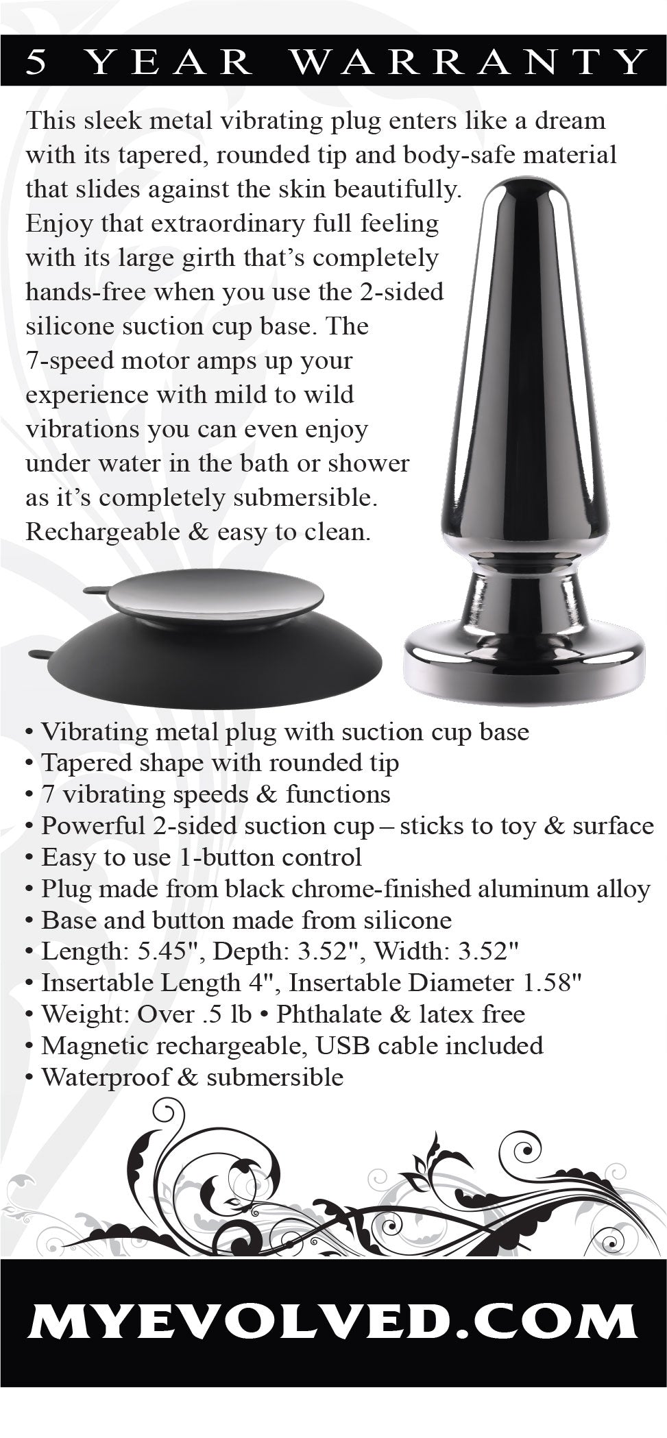 Advanced Metal Plug - Black Chrome | 844477021089 | Available at EroticWarehouse.com