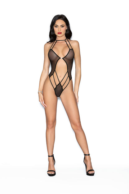 Jeweled Front Back Teddy - One Size - Black | 763036327670 | Available at EroticWarehouse.com