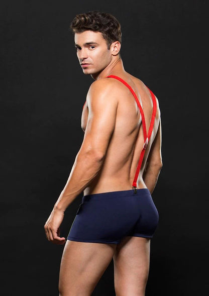 Fireman Bottom With Suspenders 2 Pc - Large/xlarge - Navy Blue/red | 4890808167632 | Available at EroticWarehouse.com