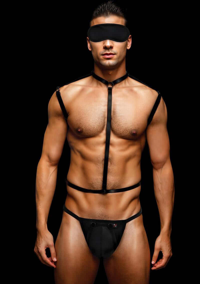 Envy 3 Pc Wet Look Chest Harness - Large/xlarge - Black | 848416015191 | Available at EroticWarehouse.com
