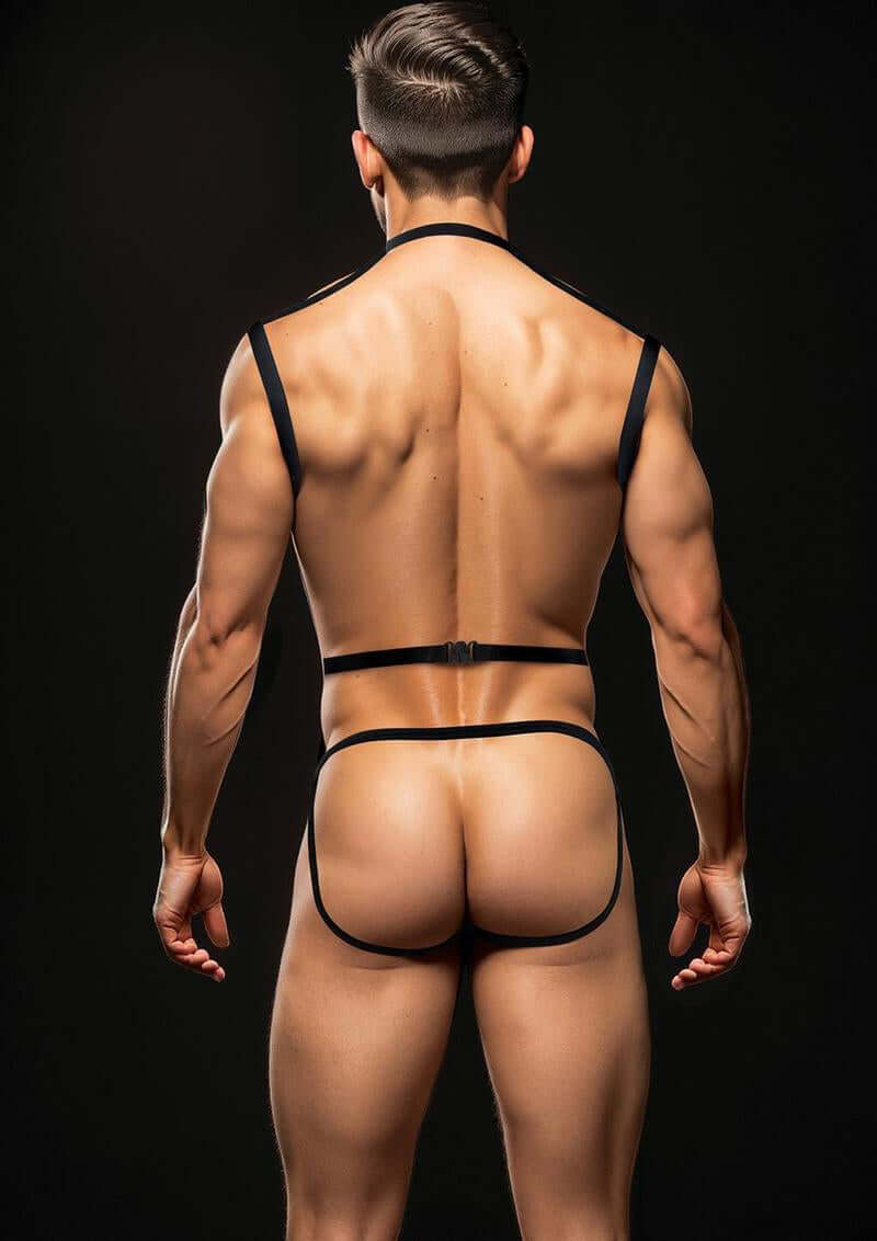 Envy 3 Pc Wet Look Chest Harness - Large/xlarge - Black | 848416015191 | Available at EroticWarehouse.com