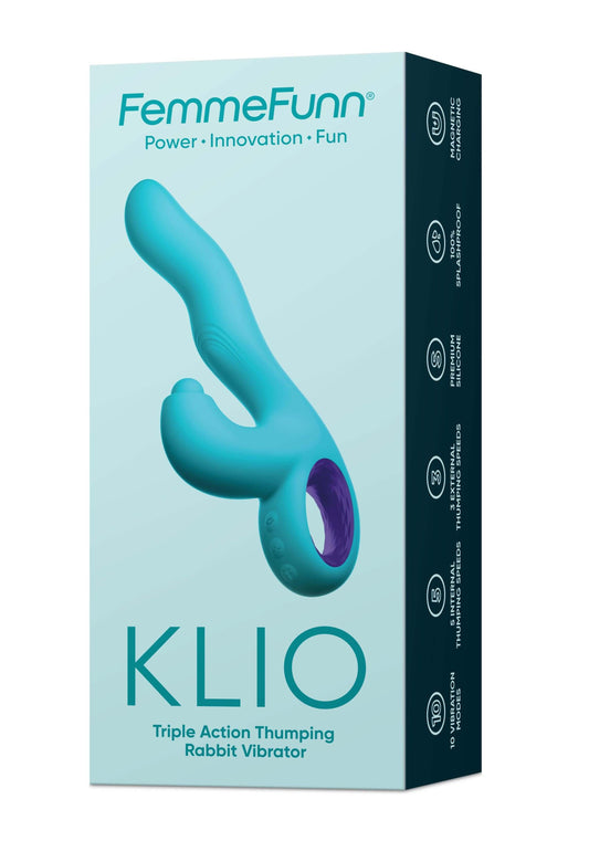 Klio Triple Action Thumping Rabbit Vibrator - Turquoise | 663546906344 | Available at EroticWarehouse.com