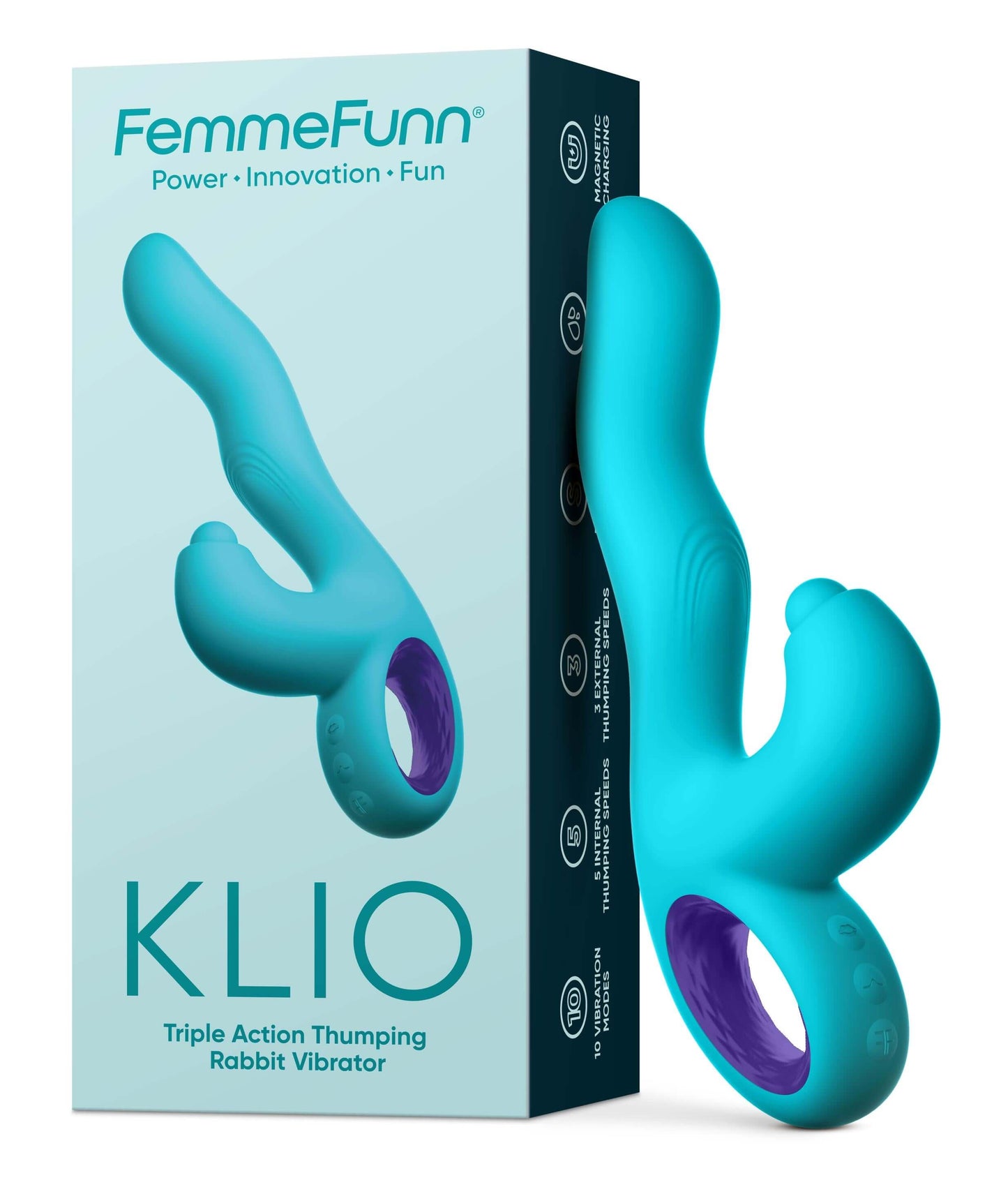 Klio Triple Action Thumping Rabbit Vibrator - Turquoise | 663546906344 | Available at EroticWarehouse.com