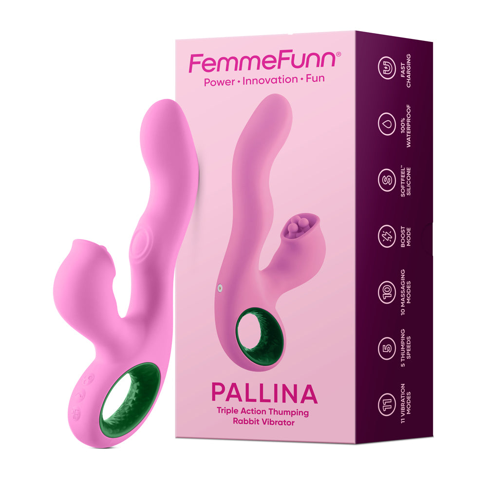 Pallina Triple-Action Rabbit Vibrator - Pink | 810119283160 | Available at EroticWarehouse.com