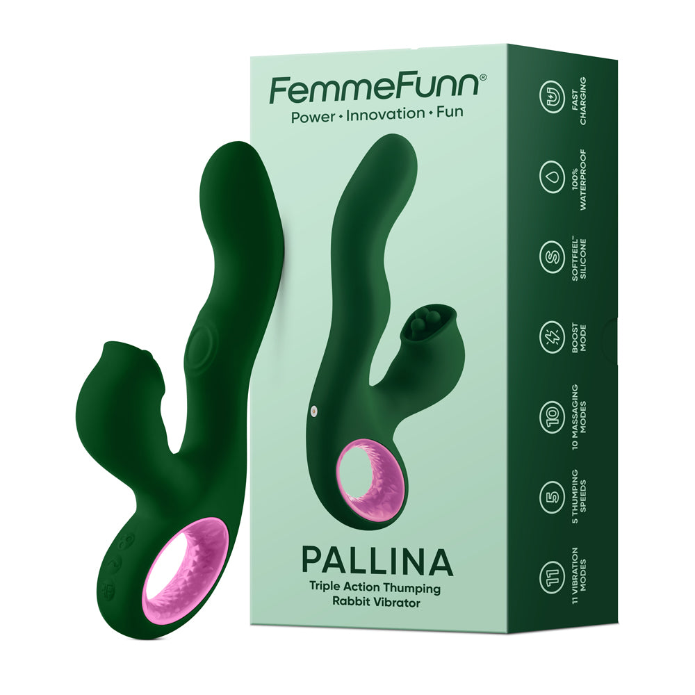 Pallina Triple-Action Rabbit Vibrator - Green | 810119283153 | Available at EroticWarehouse.com