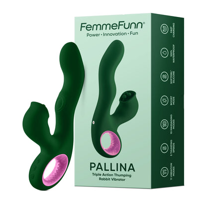 Pallina Triple-Action Rabbit Vibrator - Green | 810119283153 | Available at EroticWarehouse.com