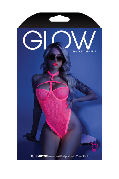 All Nighter Harness Bodysuit - Medium/large - Neon Pink | 657447305047 | Available at EroticWarehouse.com