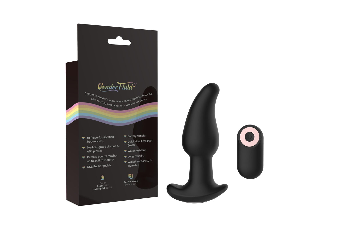 Gender Fluid Twirler Anal Vibe - Black | 812024034301 | Available at EroticWarehouse.com