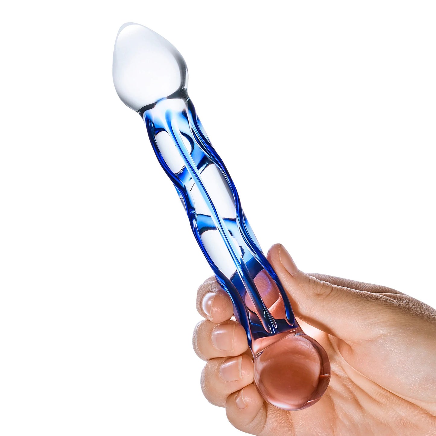 6.5 Inch Full Tip Textured Glass Dildo | 4890808205600 | Available at EroticWarehouse.com
