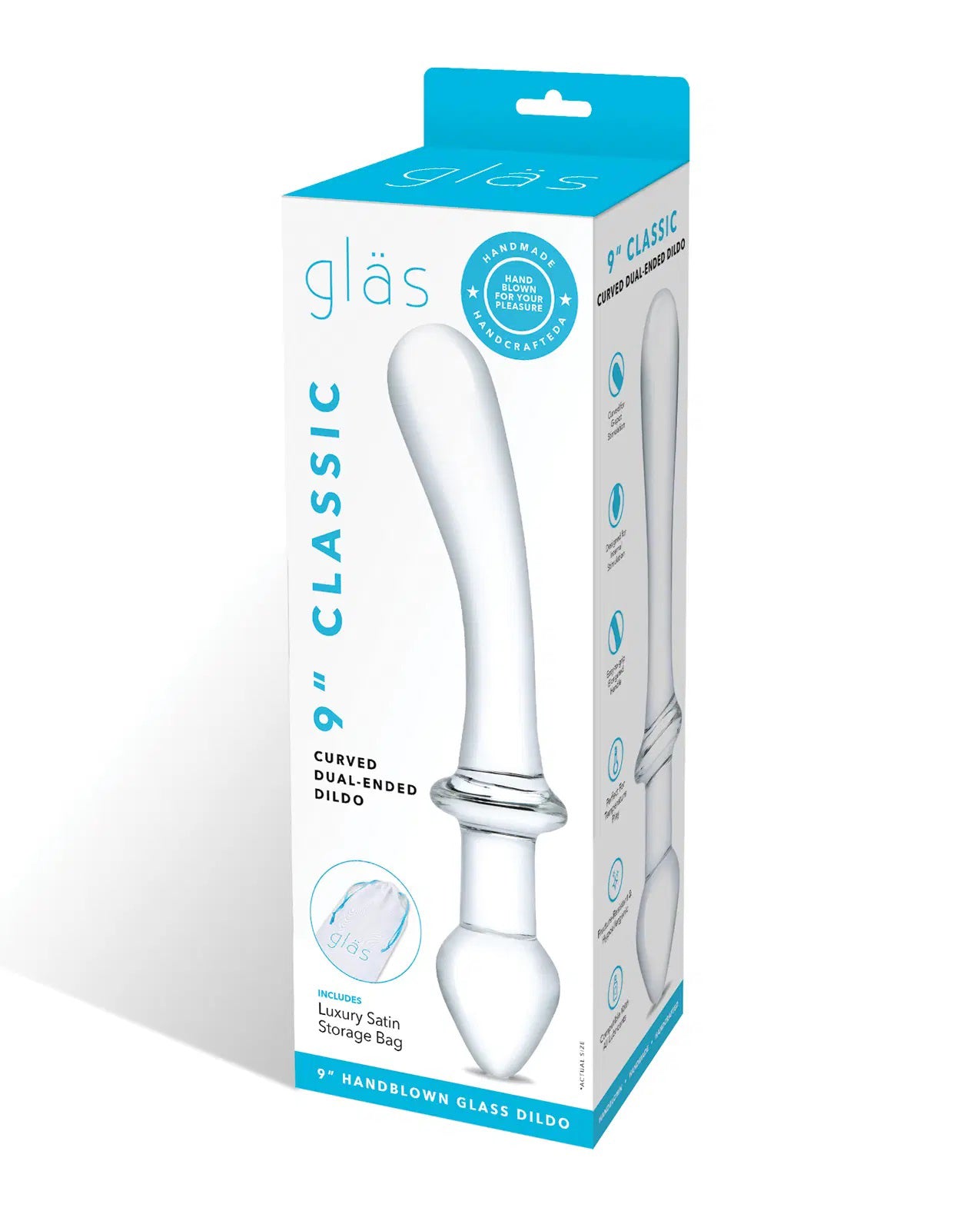 9 Inch Classic Curved Dual-Ended Dildo - Clear | 4890808264904 | Available at EroticWarehouse.com