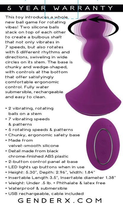 Ball Game Rotating Butt Plug - Purple | 844477021737 | Available at EroticWarehouse.com