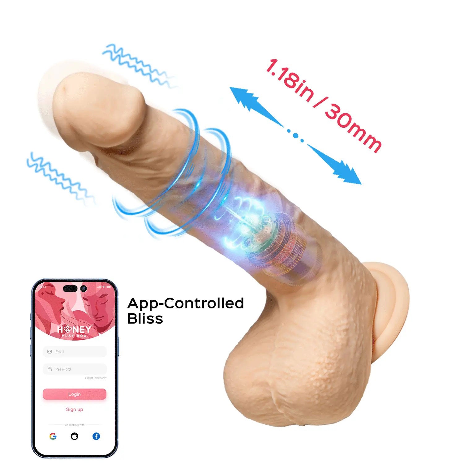 Luis-App Controlled 8.5" Real Thrusting Dildo With Clit Licker | 710022363846 | Available at EroticWarehouse.com