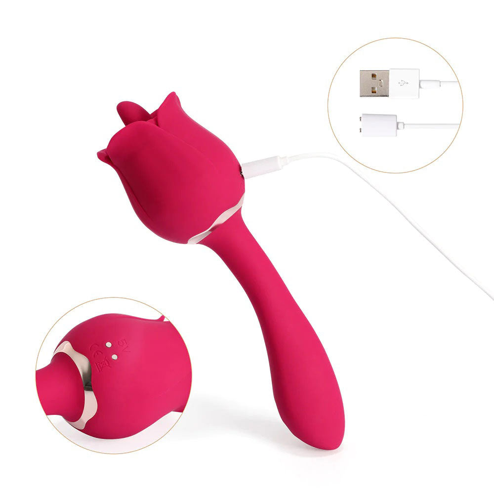 Rhea - the Rose Clit Licking Tongue Vibrator and G Spot Massager - Pink | 794568041574 | Available at EroticWarehouse.com