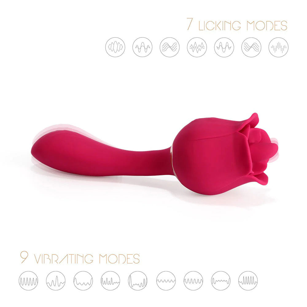 Rhea - the Rose Clit Licking Tongue Vibrator and G Spot Massager - Pink | 794568041574 | Available at EroticWarehouse.com