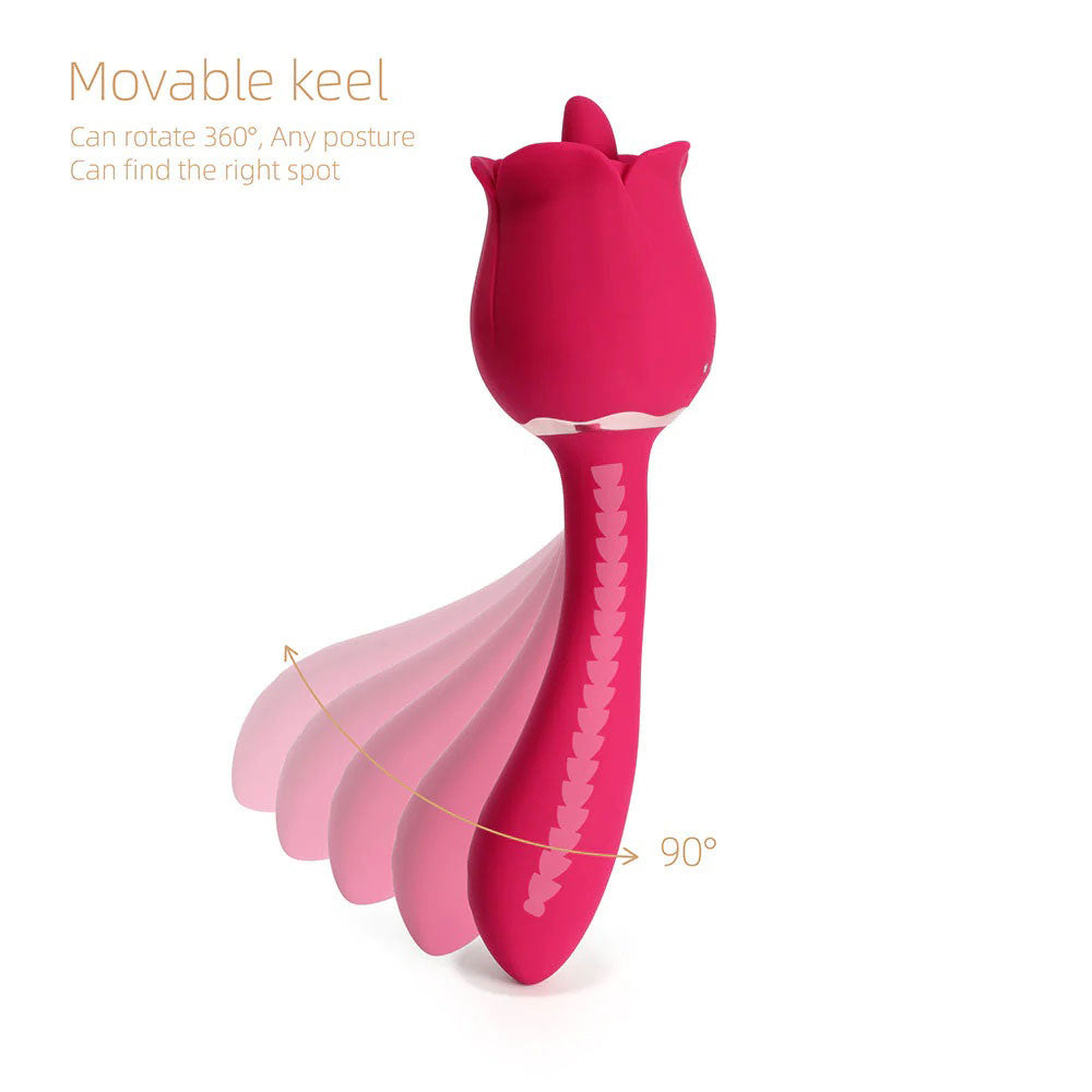 Rhea - the Rose Clit Licking Tongue Vibrator and G Spot Massager - Pink | 794568041574 | Available at EroticWarehouse.com
