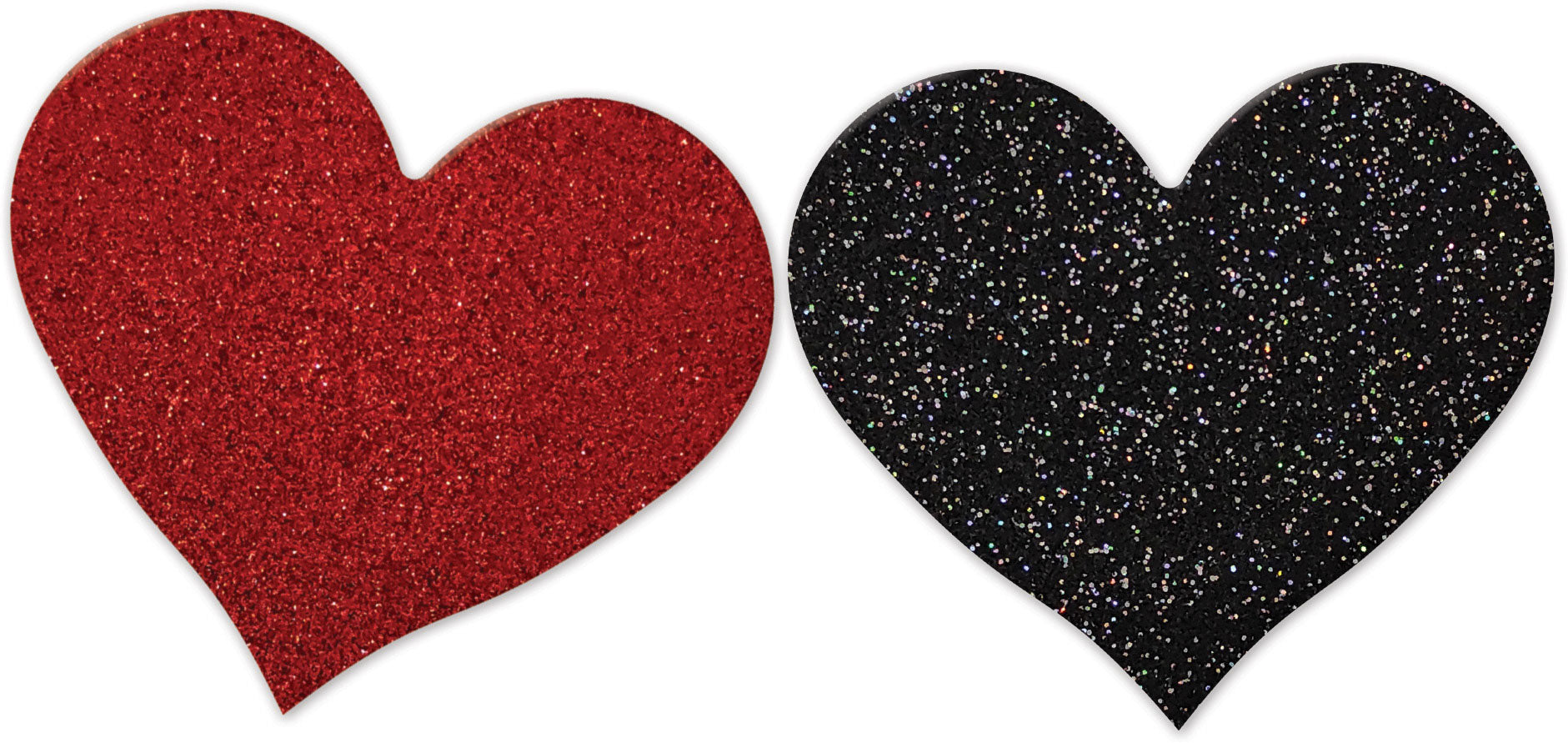 Nipplicious - Heart Shape Pasties - Glitter - Red and Black | 818631033393 | Available at EroticWarehouse.com