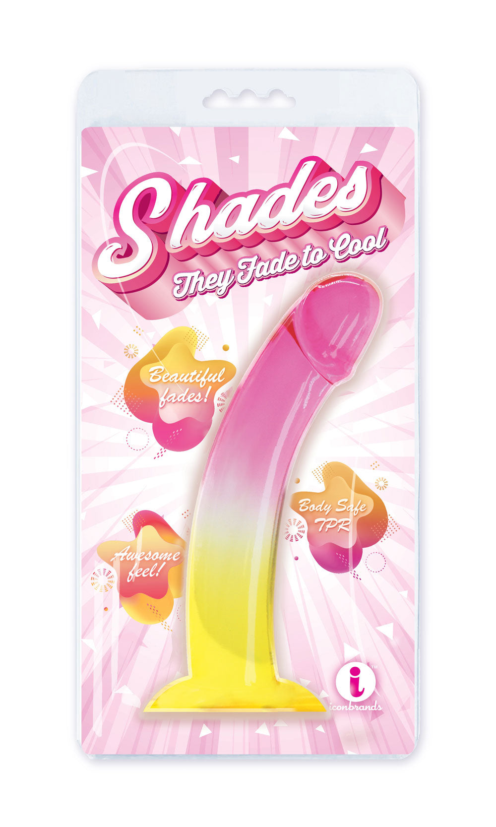 Shades, 8.25" Smoothie Jelly Tpr Gradient Dong - Pink and Yellow | 847841013109 | Available at EroticWarehouse.com