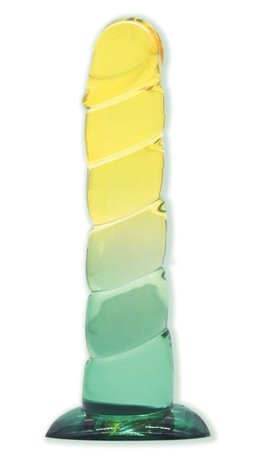 Shades, 7.5" Swirl Jelly Tpr Gradient Dong - Yellow and Mint | 847841013130 | Available at EroticWarehouse.com