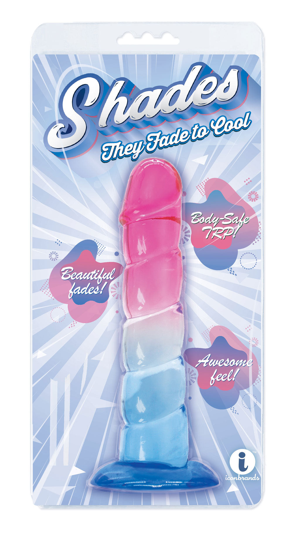 Shades, 7.5" Swirl Jelly Tpr Gradient Dong - Pink and Blue | 847841013147 | Available at EroticWarehouse.com