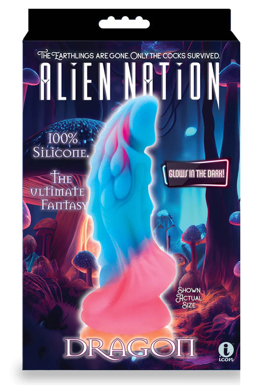 Alien Nation Dragon Silicone Glow in the Dark Creature Dildo - Multicolor | 847841013536 | Available at EroticWarehouse.com