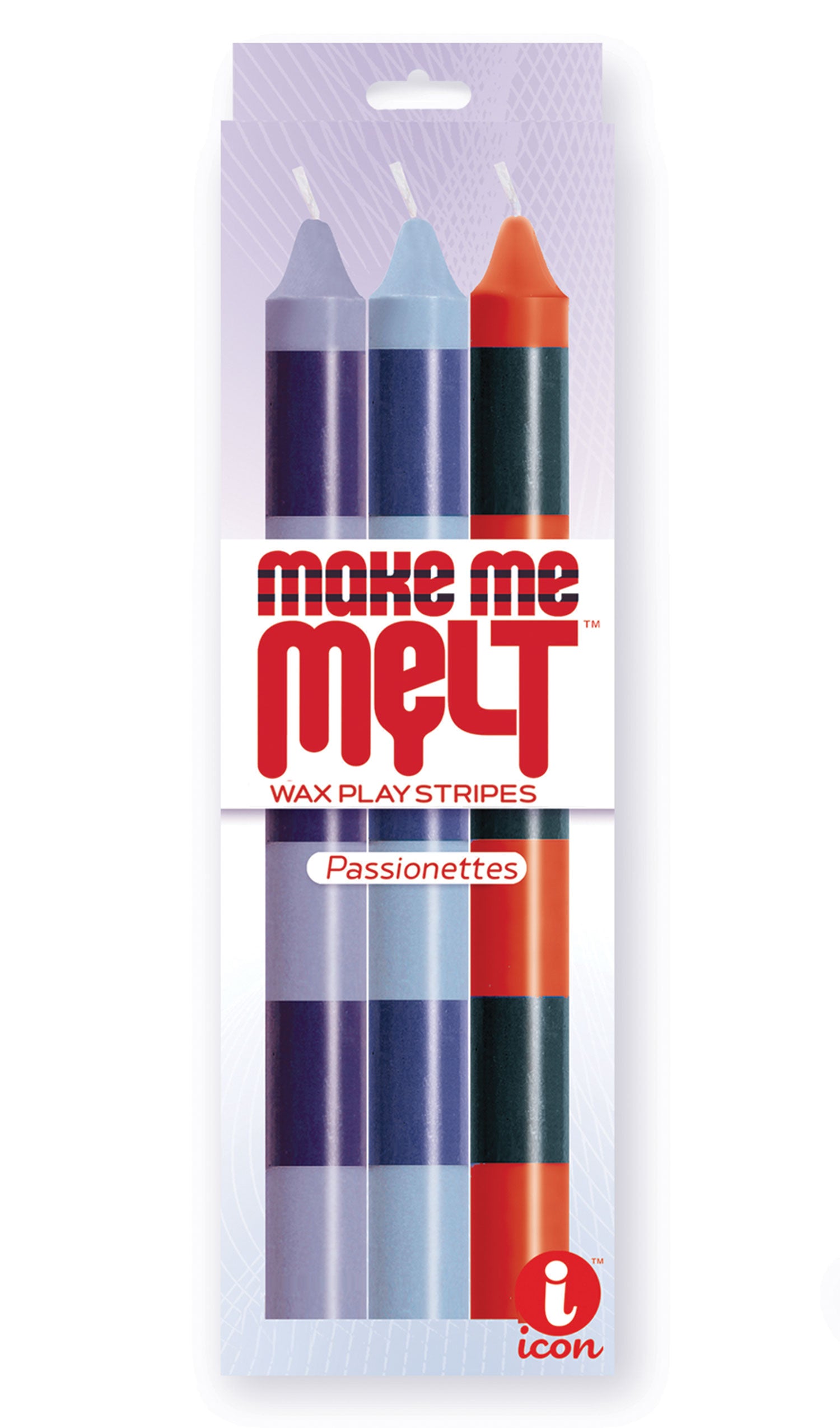 The 9's Make Me Melt Sensual Warm Drip Candles 3pk Stripes Passionettes | 847841023290 | Available at EroticWarehouse.com