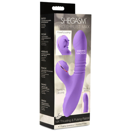 Pro-Thrust Max 14x Thrusting and Pulsing Silicone Rabbit - Purple | 848518054166 | Available at EroticWarehouse.com