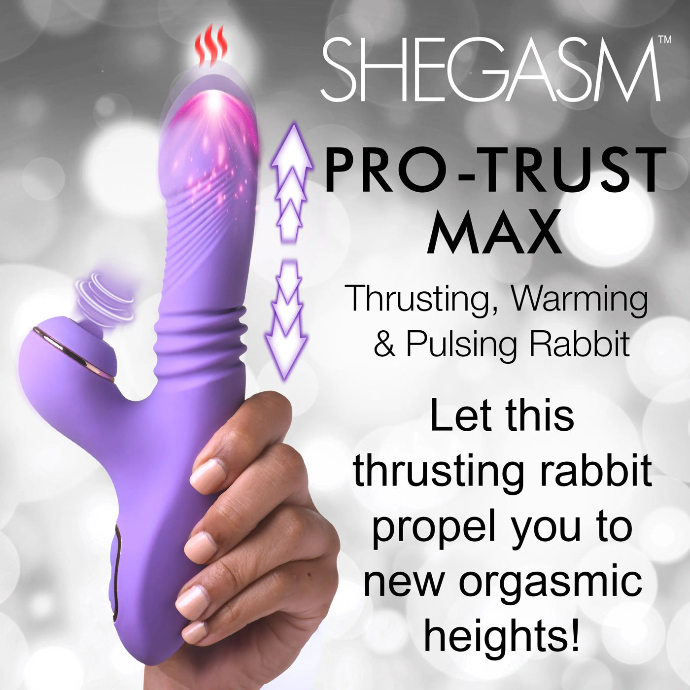 Pro-Thrust Max 14x Thrusting and Pulsing Silicone Rabbit - Purple | 848518054166 | Available at EroticWarehouse.com