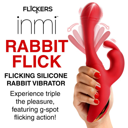Rabbit Flick Flicking Silicone Rabbit Vibrator - Red | 848518054456 | Available at EroticWarehouse.com