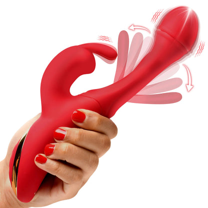 Rabbit Flick Flicking Silicone Rabbit Vibrator - Red | 848518054456 | Available at EroticWarehouse.com