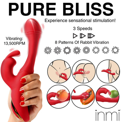 Rabbit Flick Flicking Silicone Rabbit Vibrator - Red | 848518054456 | Available at EroticWarehouse.com