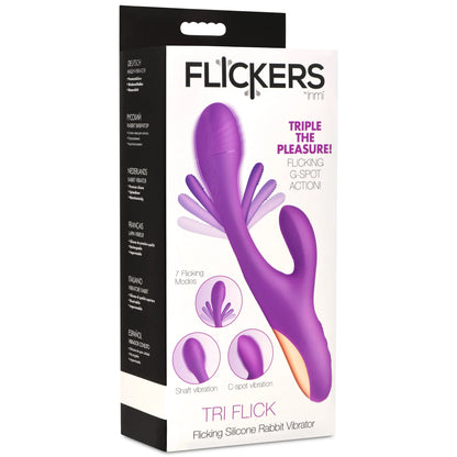 Tri-Flick Flicking Silicone Rabbit Vibrator - Purple | 848518054661 | Available at EroticWarehouse.com
