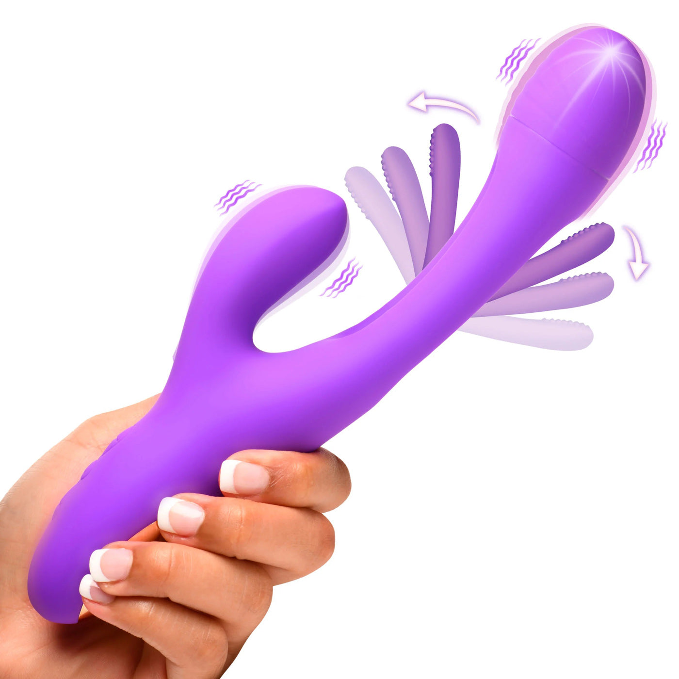 Tri-Flick Flicking Silicone Rabbit Vibrator - Purple | 848518054661 | Available at EroticWarehouse.com