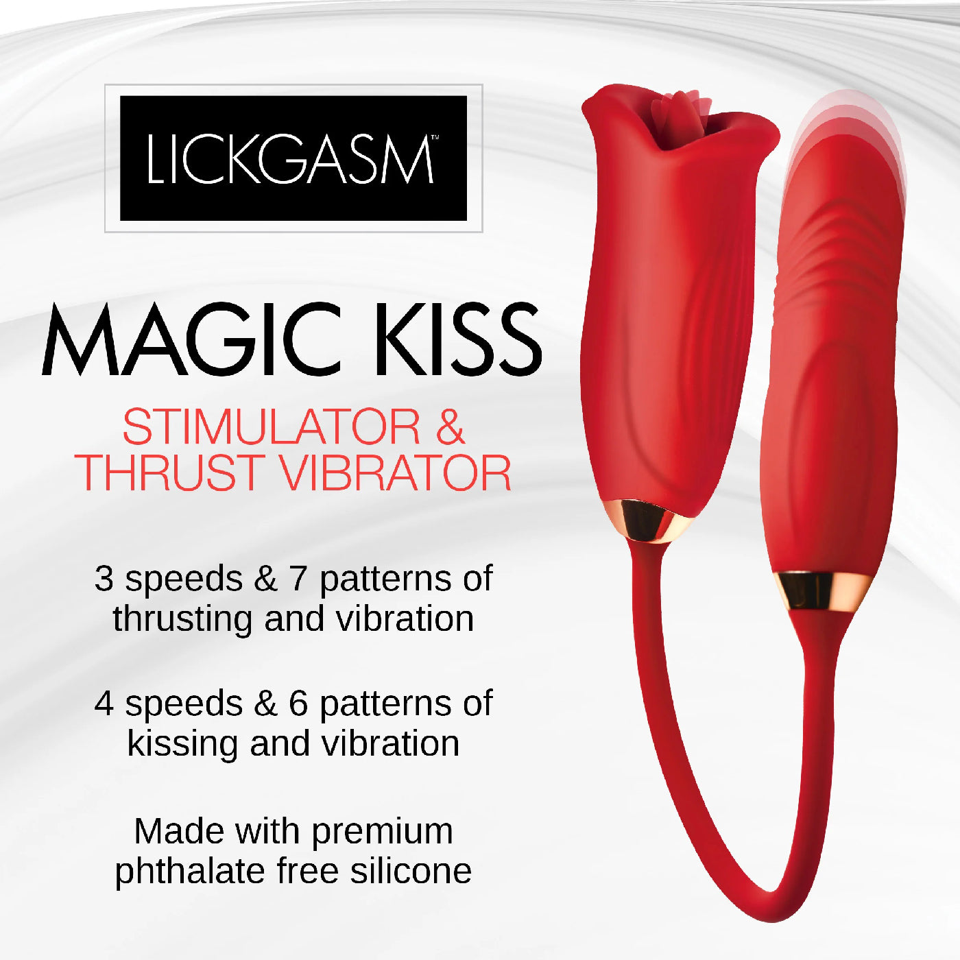 Magic Kiss Kissing Clitoral Stimulator With Thrusting Vibrator - Red | 848518054906 | Available at EroticWarehouse.com