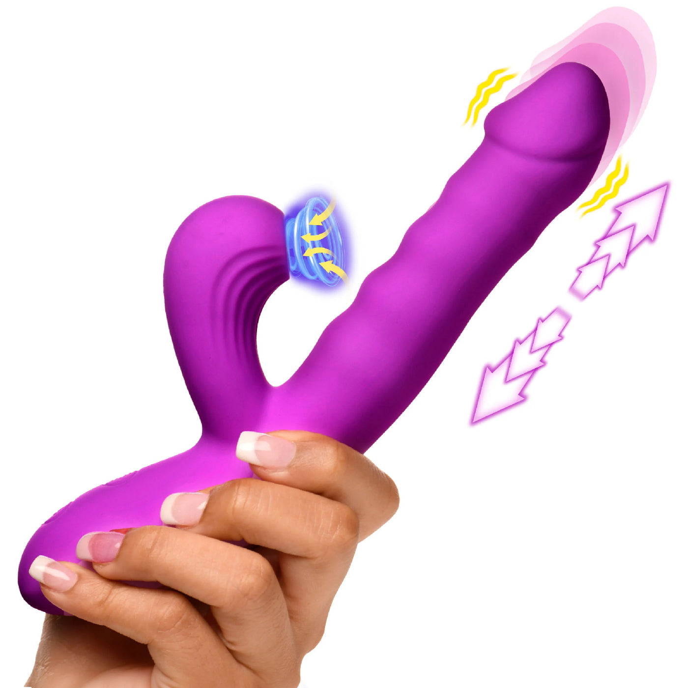Thrust Wave Thrusting and Sucking Rabbit Vibrator - Purple | 848518055125 | Available at EroticWarehouse.com