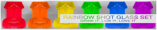 Rainbow Pecker Shot Glass Set Of 6 | 825156107744 | Available at EroticWarehouse.com