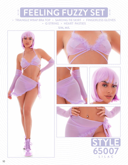 Feeling Fuzzy 5pc Set - Medium/large Lilac | 196018864243 | Available at EroticWarehouse.com