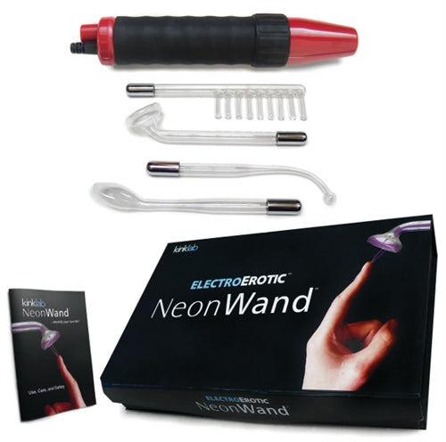 Neon Wand Electrosex Kit - Red and Black Handle Red Electrode | 844915091308 | Available at EroticWarehouse.com